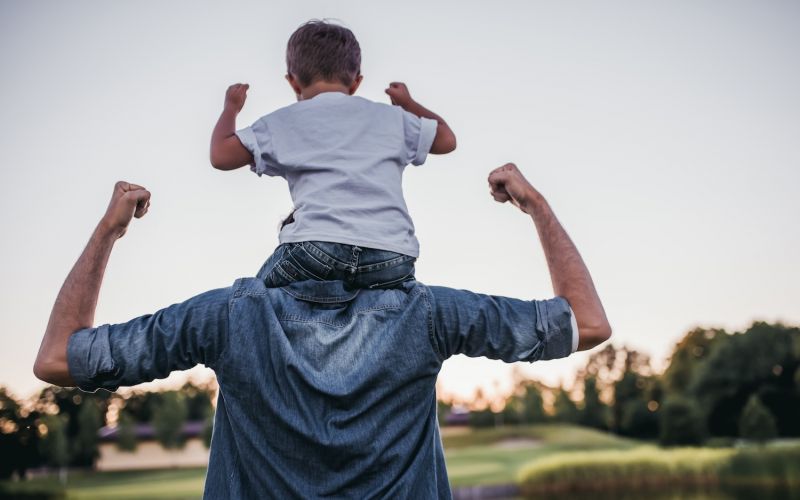 Dad and son outdoors