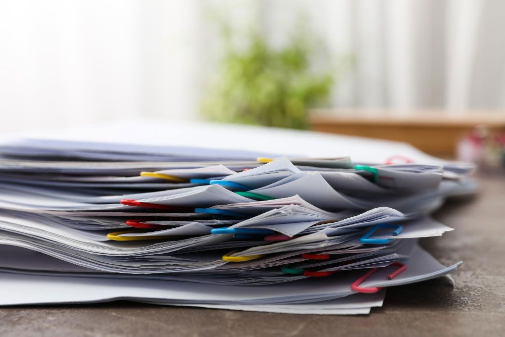 Paper work needed to prepare for your divorce consultation.