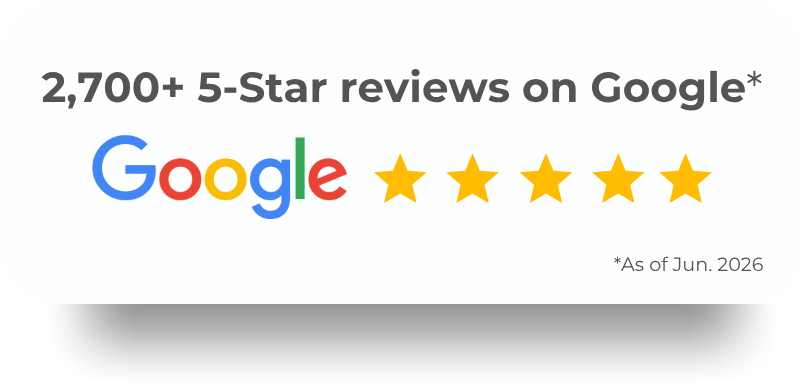 Over 2700 5-star Google Reviews