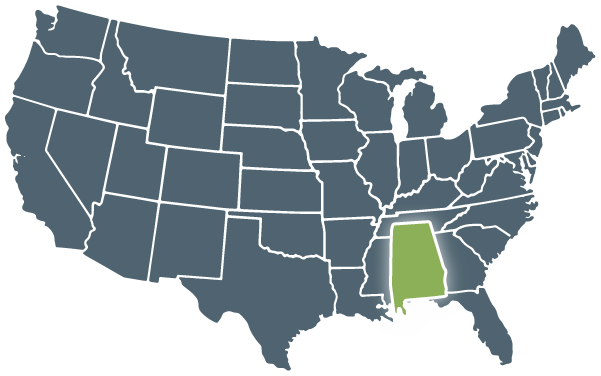 Graphic of Alabama on US Map