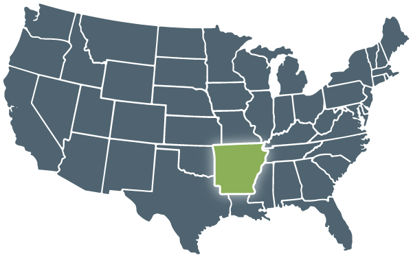 Graphic of Arkansas on US Map