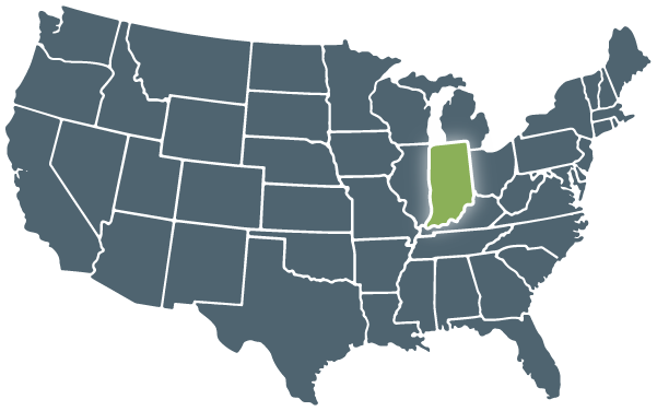 Graphic of Indiana on US Map