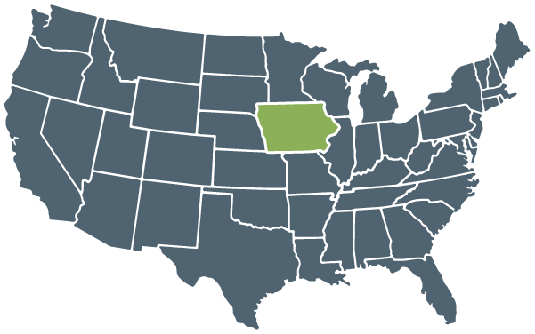 Graphic of Iowa on US Map