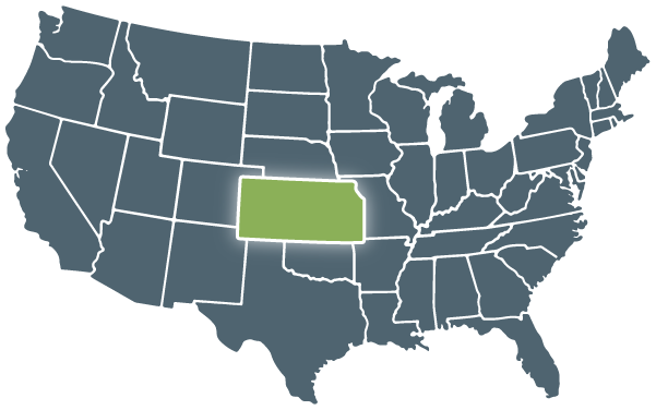 Graphic of Kansas on US Map