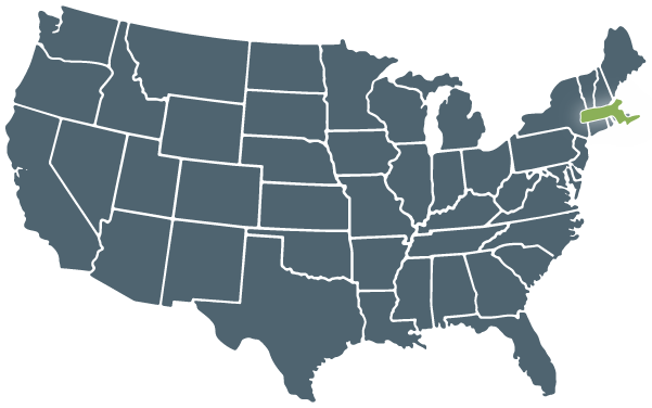 Graphic of Massachusetts on US Map