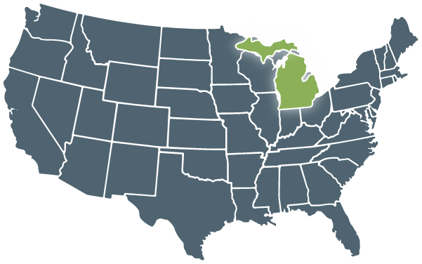 Graphic of Michigan on US Map