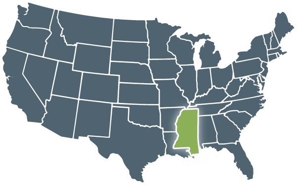 Graphic of Mississippi on US Map