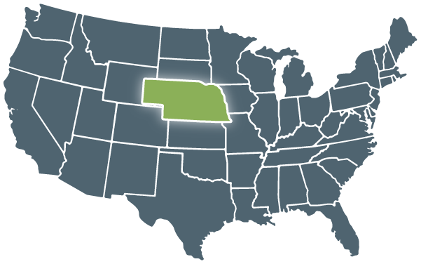 Graphic of Nebraska on US Map