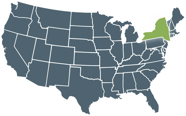 Graphic of New York on US Map