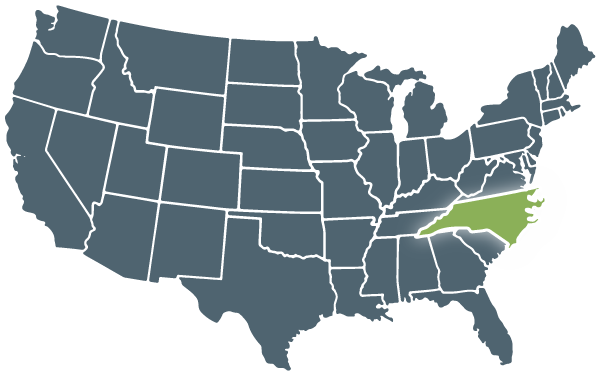 Graphic of North Carolina on US Map