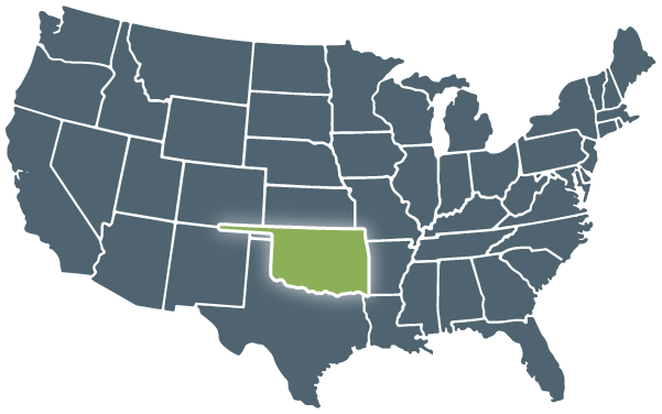 Graphic of Oklahoma on US Map