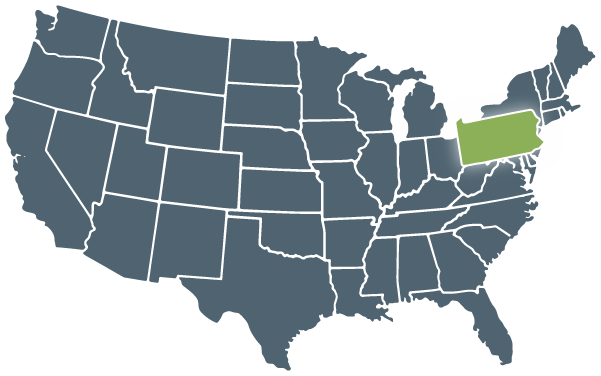 Graphic of Pennsylvania on US Map