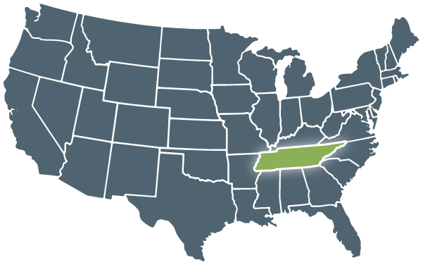 Graphic of Tennessee on US Map