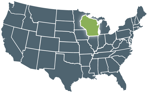 Graphic of Wisconsin on US Map
