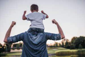 Dad and son outdoors